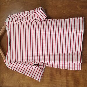 Ralph Lauren red and white striped boat neck tee